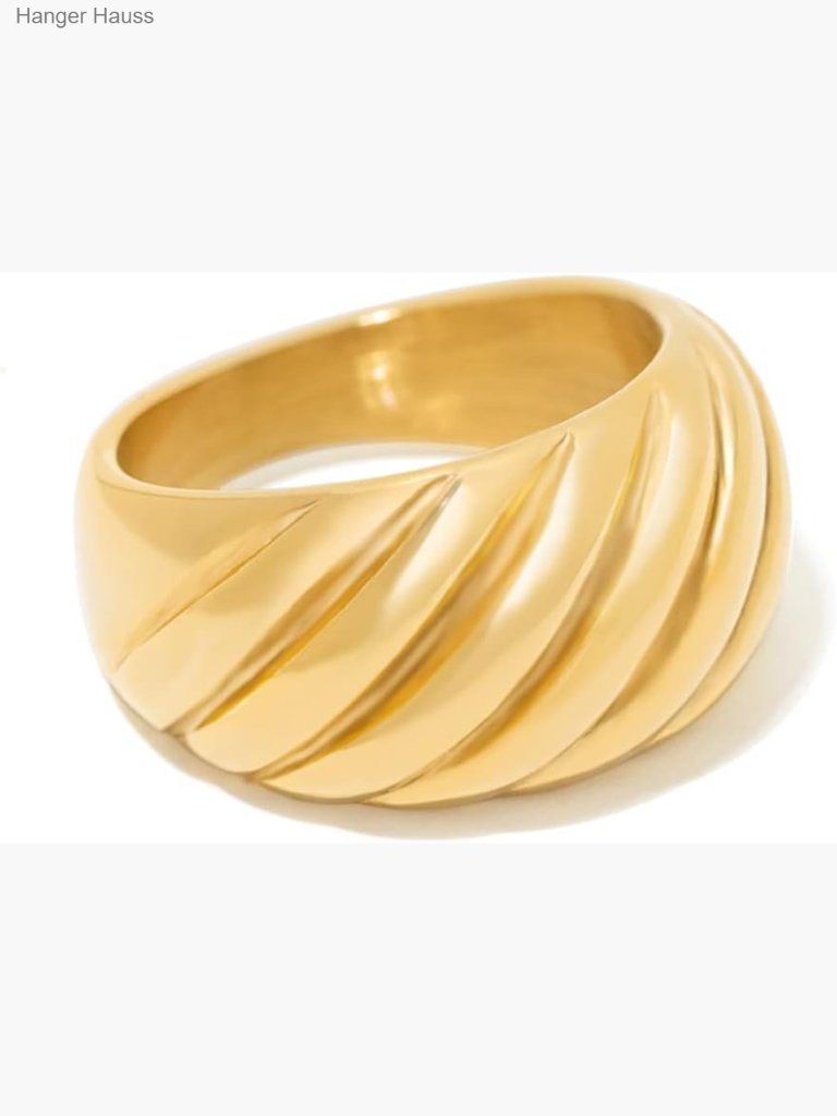 Chunky Stacking Statement Rings For Women 18k Gold Plated Stainless Steel Size